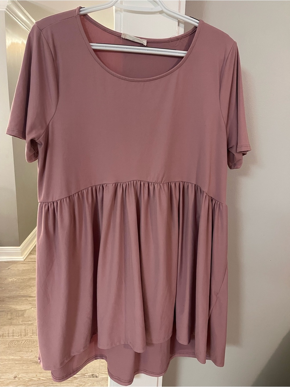 Zenana Outfitters Dusty Rose Short Sleeve Peplum Tunic